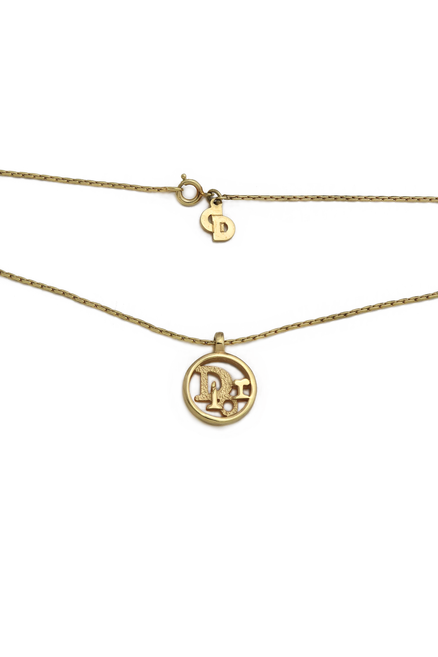 Authentic Vintage Dior Large Gold Circle Logo Necklace